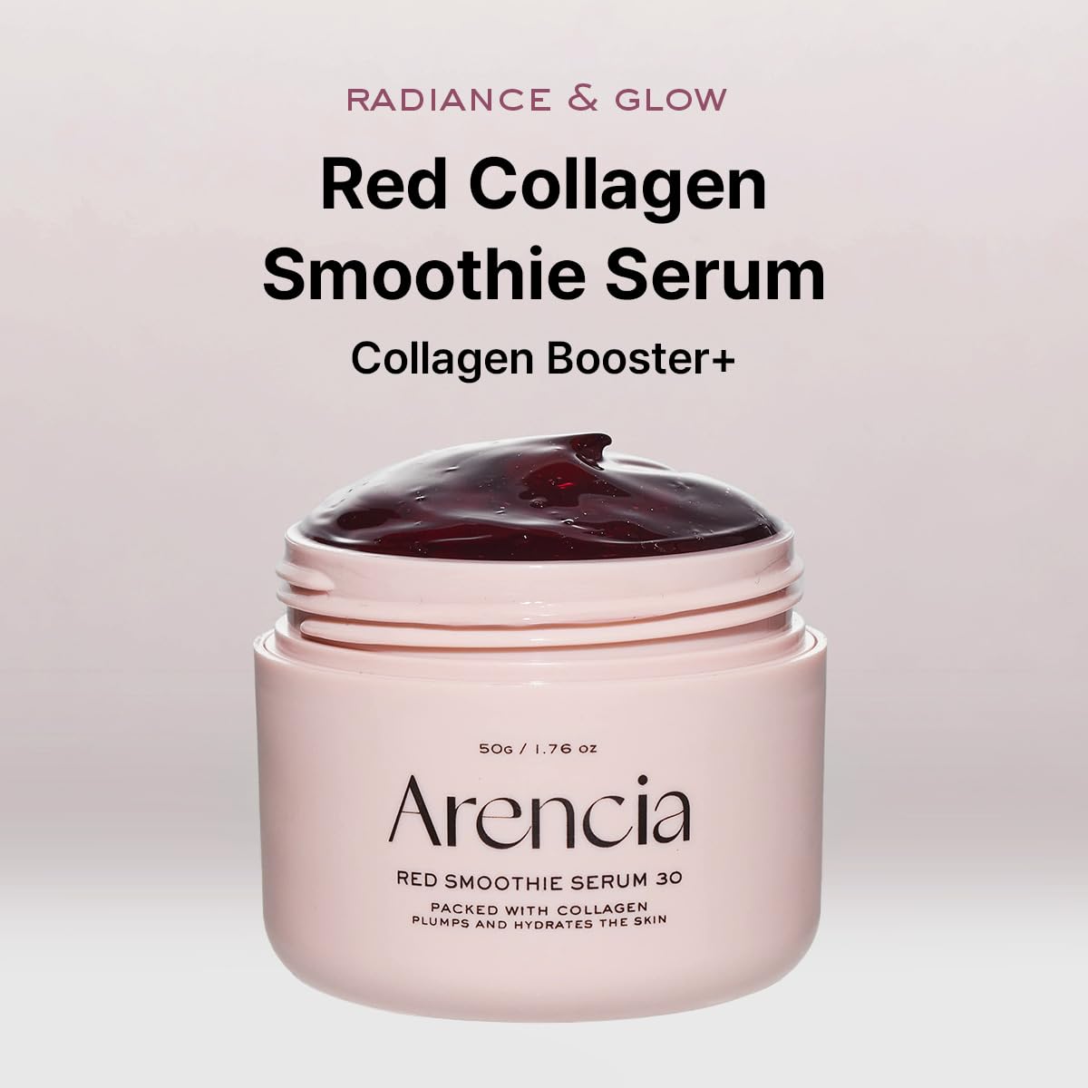 Red Smoothie Serum, Glowing & Soothing with 30% red collagen, Niacinamide, Peptide, Vitamin E