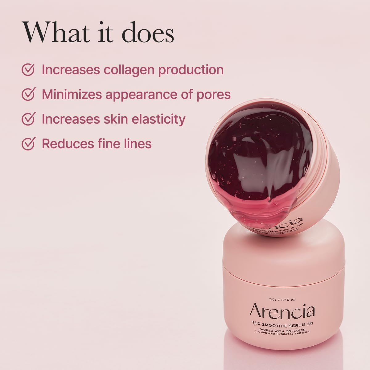 Red Smoothie Serum, Glowing & Soothing with 30% red collagen, Niacinamide, Peptide, Vitamin E
