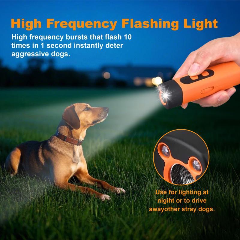 Ultrasonic Dog Bark Deterrent Device with LED Flashlight, 30ft Range, Rechargeable Portable dog barking stopper