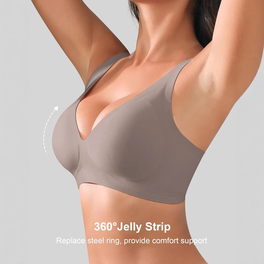 Final Hours 50% Off - Womens Wireless Deep V Jelly Bras