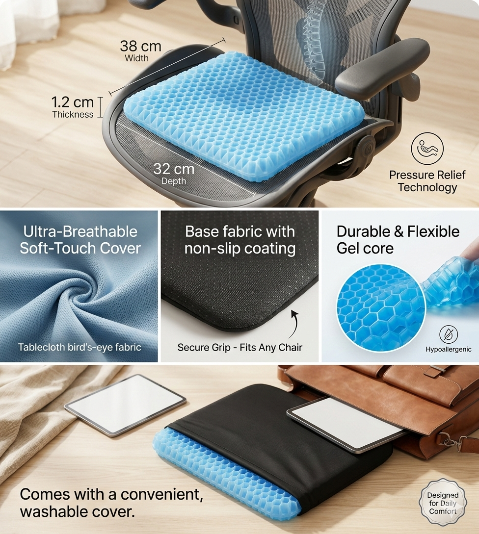 Cooling Gel Seat Cushion – Instant Comfort & Pain Relief for Long Sitting