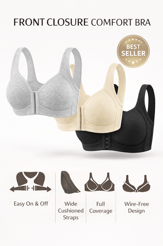 Adjustable Front Closure Push-Up Bra Wire-Free, Seamless & Side Support for Daily Wear
