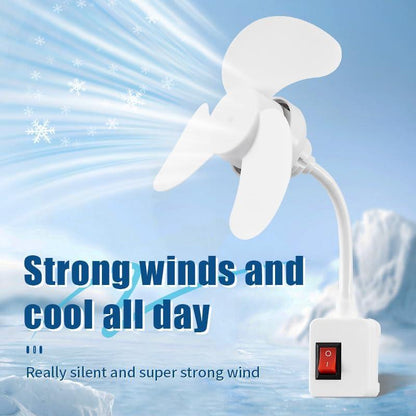 E27 Socket Fan With Plug Adapter – Mini Quiet Electric Fan with Flexible Gooseneck