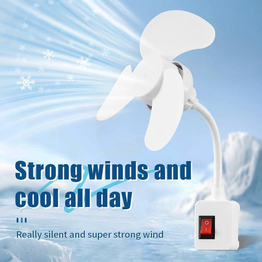 E27 Socket Fan With Plug Adapter – Mini Quiet Electric Fan with Flexible Gooseneck