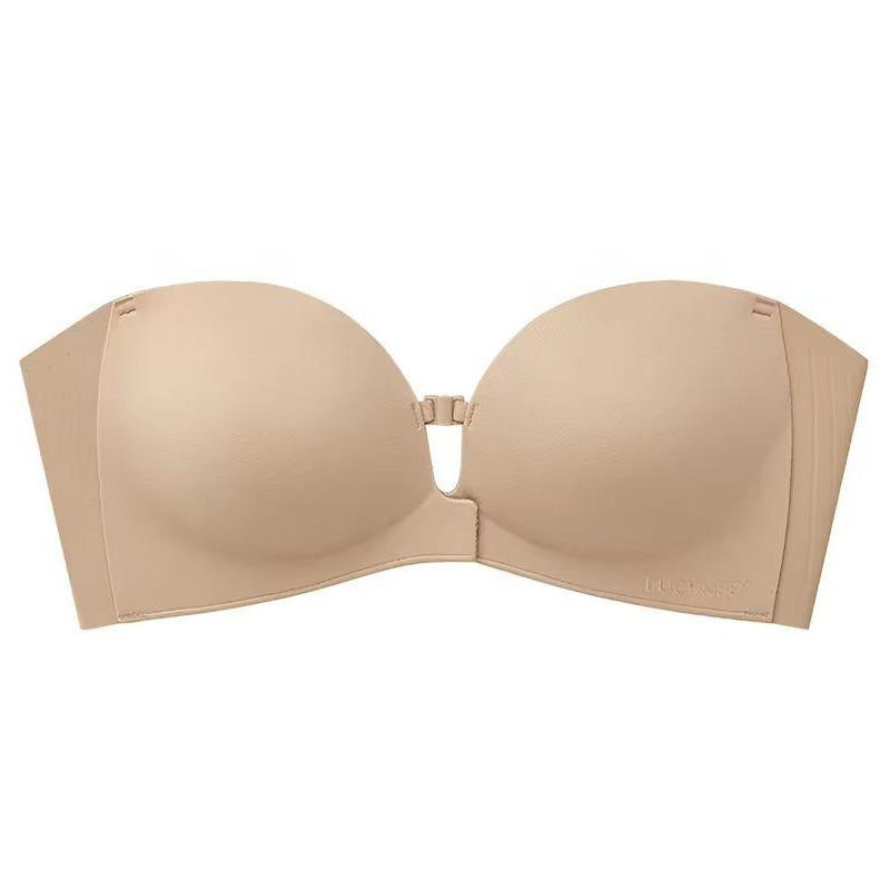 Women's Strapless Front Closure Push-Up Bra | Seamless Wireless Anti-Slip Lift Bra