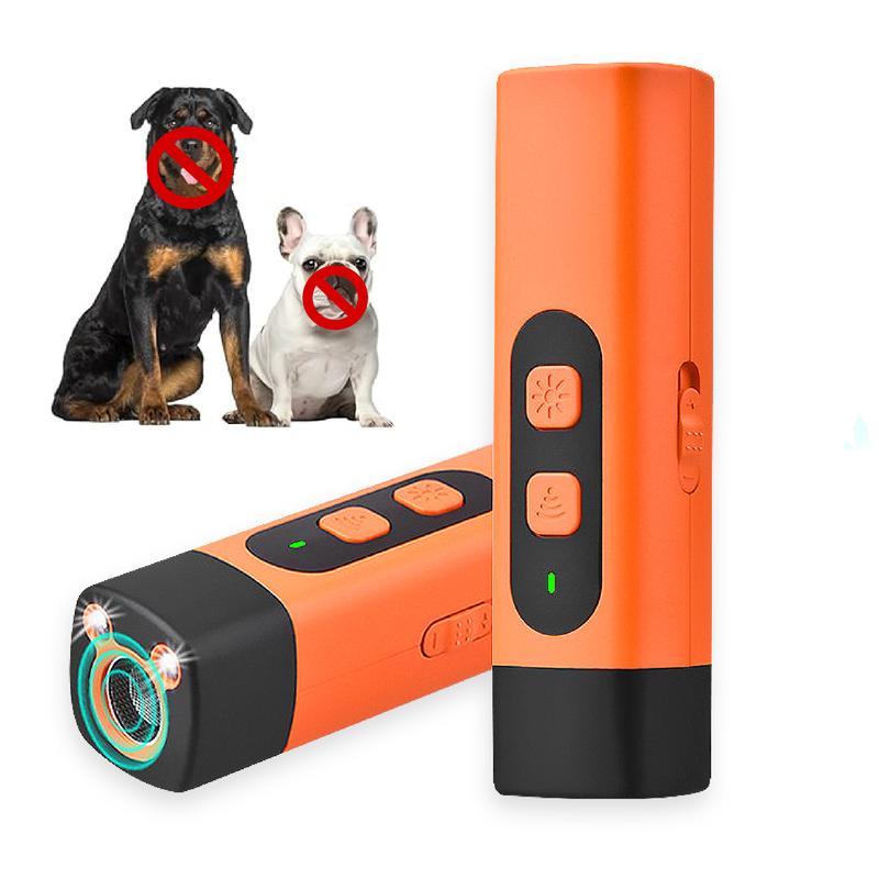 Ultrasonic Dog Bark Deterrent Device with LED Flashlight, 30ft Range, Rechargeable Portable dog barking stopper