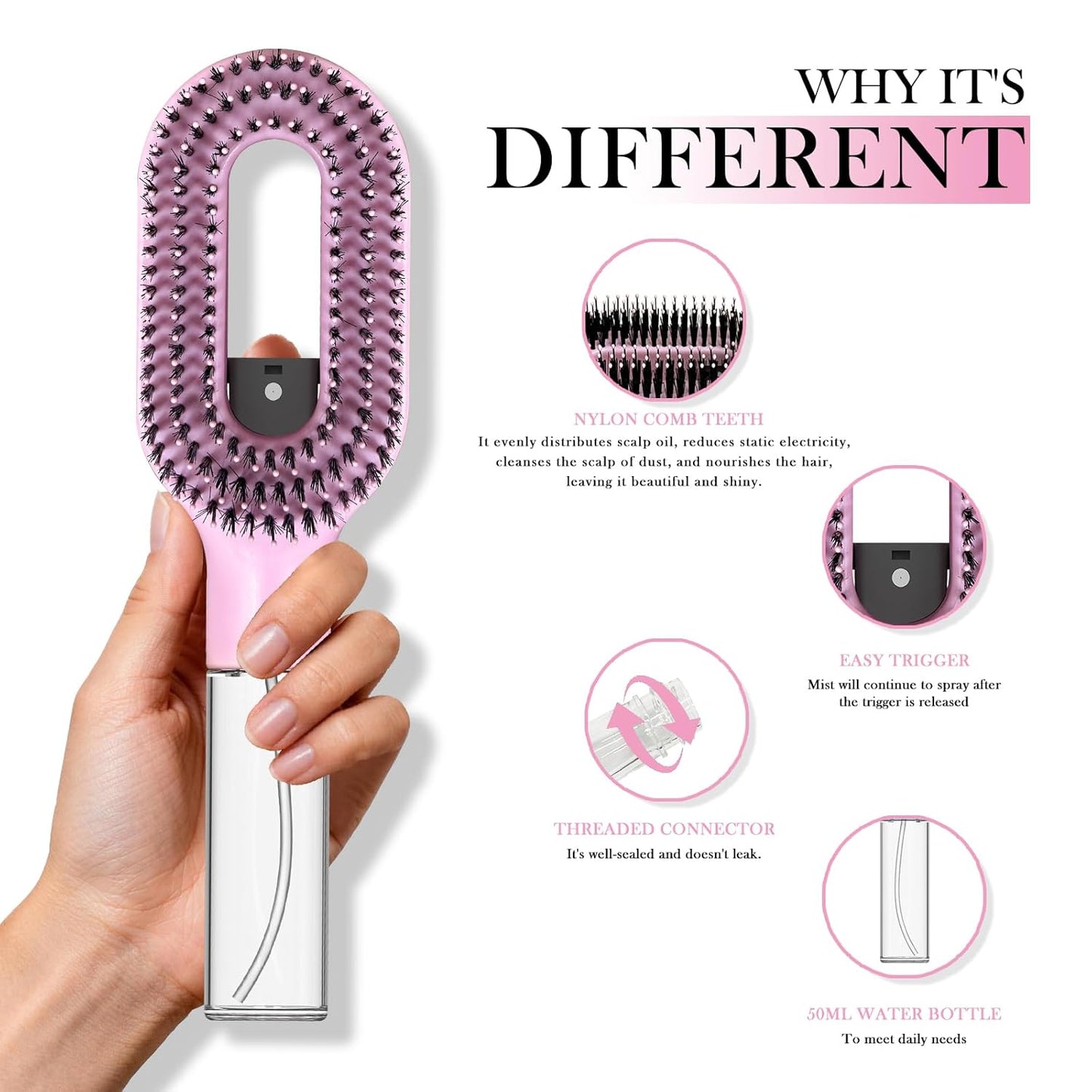 2-in-1 Detangling Mist Hair Brush