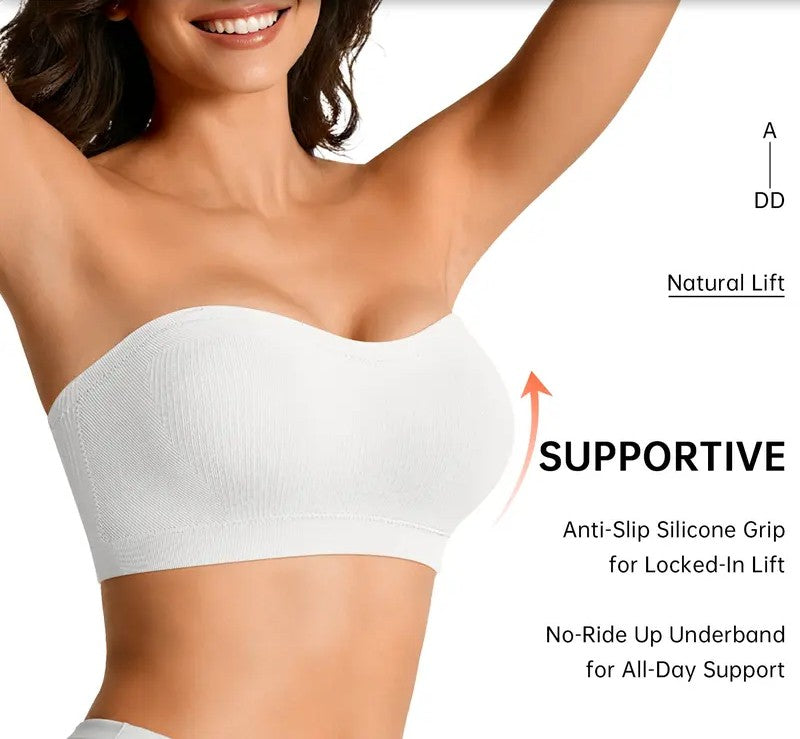 Stay Put Bandeau Bra – Wireless Seamless All-Day Comfort