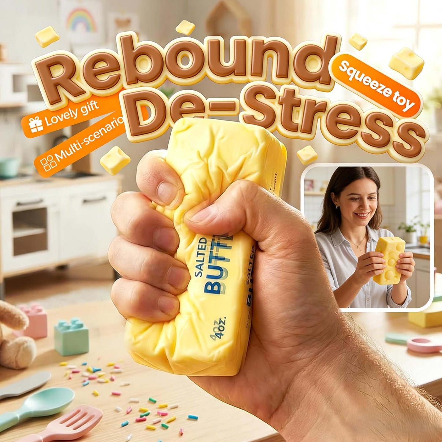 Squishy Butter Stick – Sticky, Soft & Slow-Bounce Stress Relief Toy