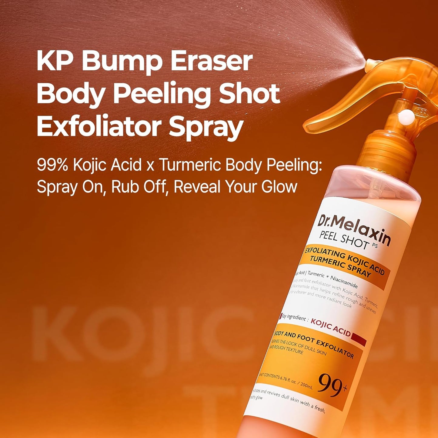 Body Peel Shot Spray Face Peeling Kojic Acid Turmeric Spray