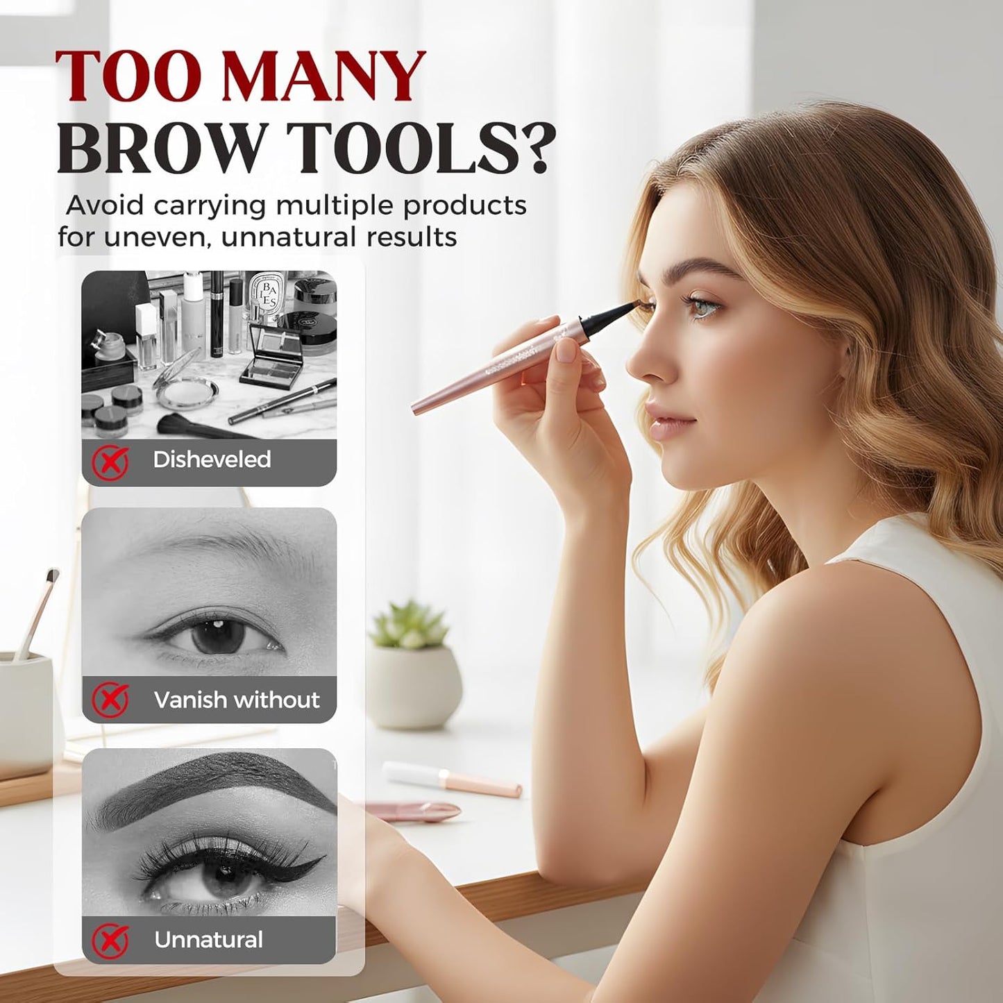 Waterproof Microblading Brow Pen Natural Hair Stroke Eyebrow Marker