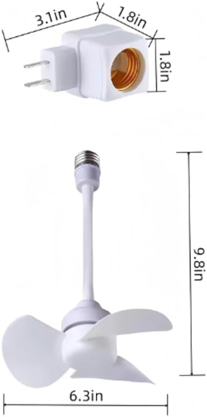 E27 Socket Fan With Plug Adapter – Mini Quiet Electric Fan with Flexible Gooseneck