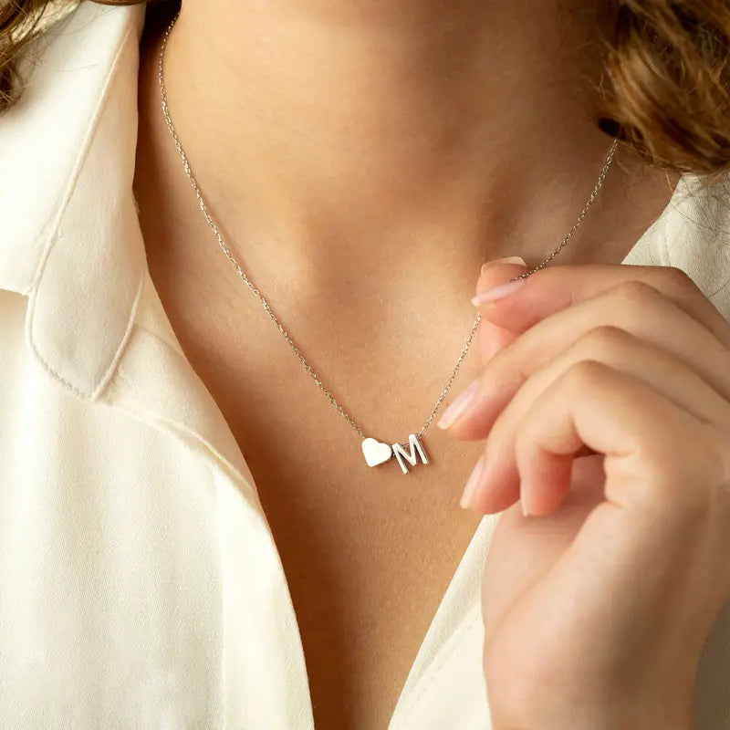 Heart Initial Necklace for Women | Gold & Silver A–Z