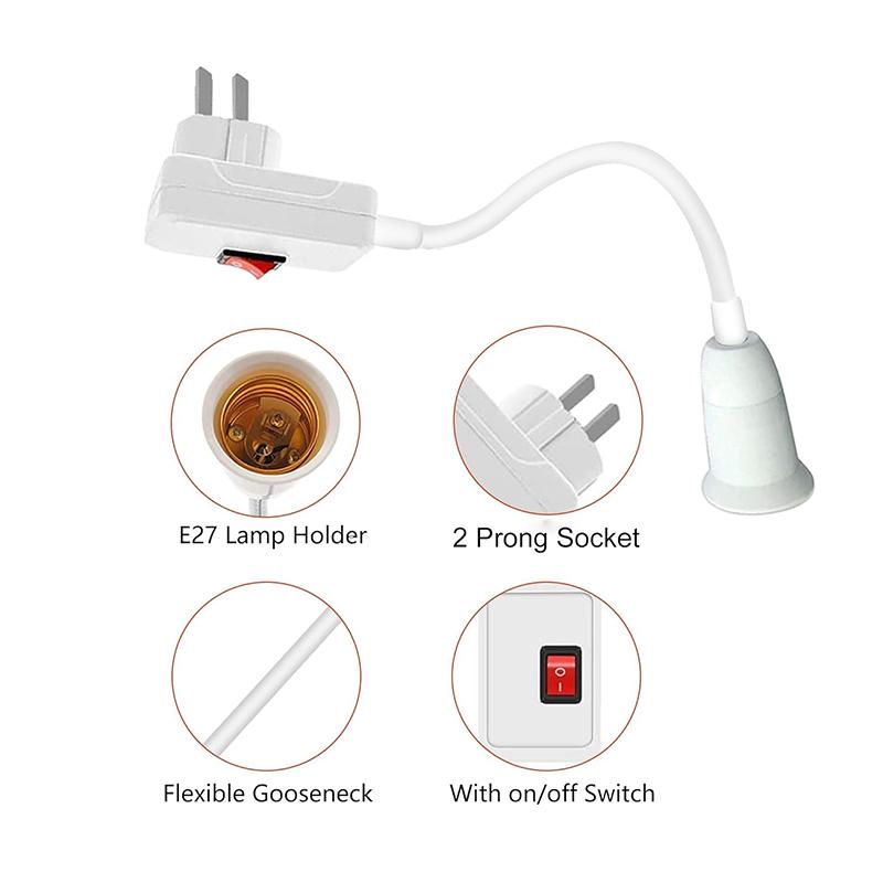 E27 Socket Fan With Plug Adapter – Mini Quiet Electric Fan with Flexible Gooseneck