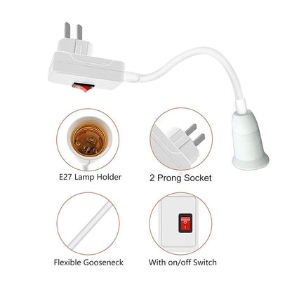 E27 Socket Fan With Plug Adapter – Mini Quiet Electric Fan with Flexible Gooseneck