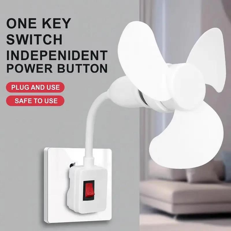 E27 Socket Fan With Plug Adapter – Mini Quiet Electric Fan with Flexible Gooseneck