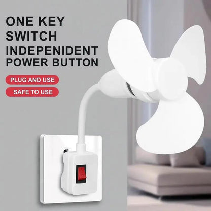 E27 Socket Fan With Plug Adapter – Mini Quiet Electric Fan with Flexible Gooseneck
