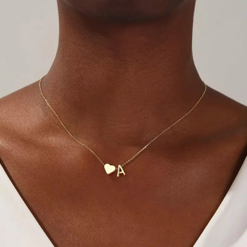 Heart Initial Necklace for Women | Gold & Silver A–Z