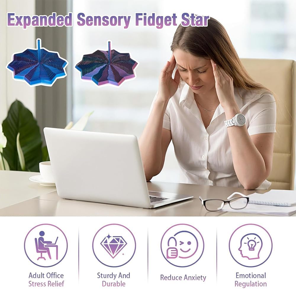 Expanded Sensory Fidget Star With Handle