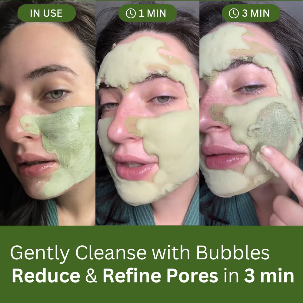 Bubble Deep Mask – Pomegranate, Green tea, Aloe, Soybeans & Carbonated Water for Cleansing Pores & Blackheads, Korean Clay to Bubble Wash-Off