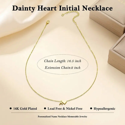 Heart Initial Necklace for Women | Gold & Silver A–Z