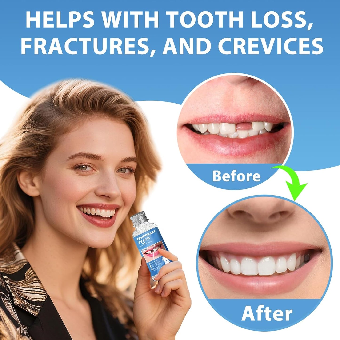 Instant Tooth Repair Beads – Moldable DIY Fix for Missing or Broken Teeth
