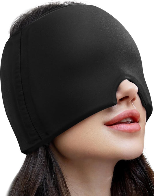 Migraine Relief Cap, Cooling Odorless Gel Ice Head Wrap for Tension, Stress, Hangover & Puffy Eyes