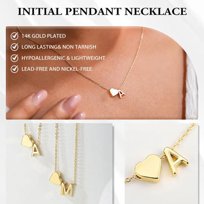 Heart Initial Necklace for Women | Gold & Silver A–Z