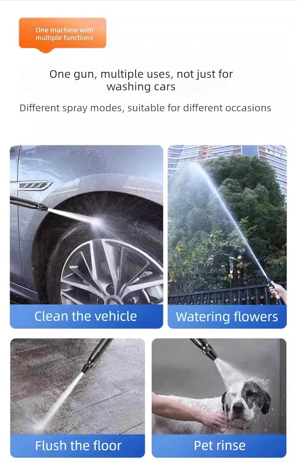 High-Pressure Water Gun with Booster Nozzle – Multi-Use Car Wash & Garden Sprayer