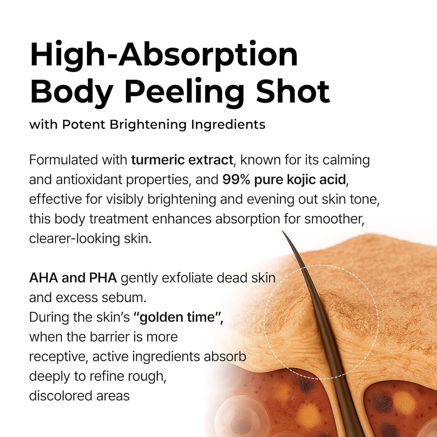 Body Peel Shot Spray Face Peeling Kojic Acid Turmeric Spray