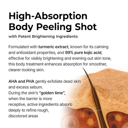 Body Peel Shot Spray Face Peeling Kojic Acid Turmeric Spray