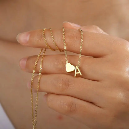 Heart Initial Necklace for Women | Gold & Silver A–Z