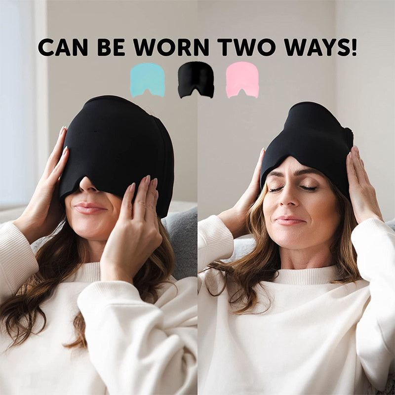 Migraine Relief Cap, Cooling Odorless Gel Ice Head Wrap for Tension, Stress, Hangover & Puffy Eyes