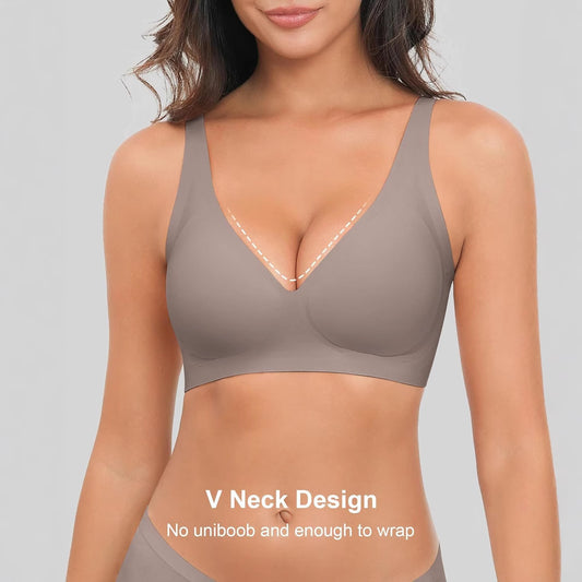 Final Hours 50% Off - Womens Wireless Deep V Jelly Bras