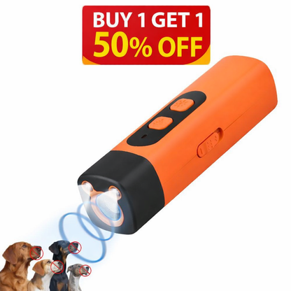 Ultrasonic Dog Bark Deterrent Device with LED Flashlight, 30ft Range, Rechargeable Portable dog barking stopper