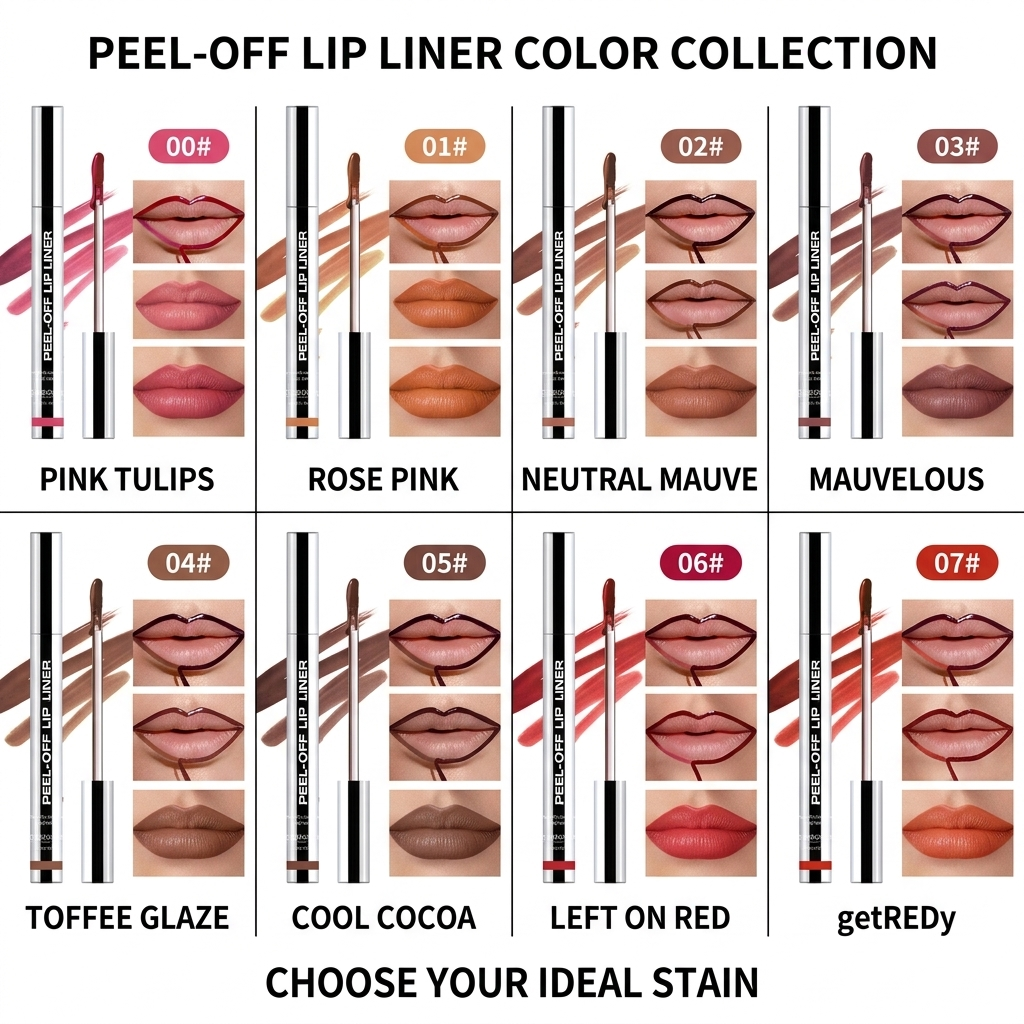 Stay-All-Day Peel-Off Lip Liner – Transfer-Proof Precision Lip Stain