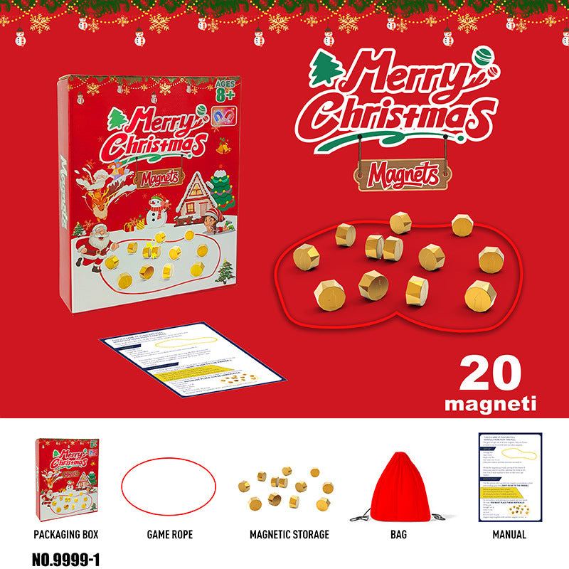 Magnetic Chess & Strategy Game for 2-4 Players Includes 20 Game Magnets, Carry Bag, and Integrated Rope Closure