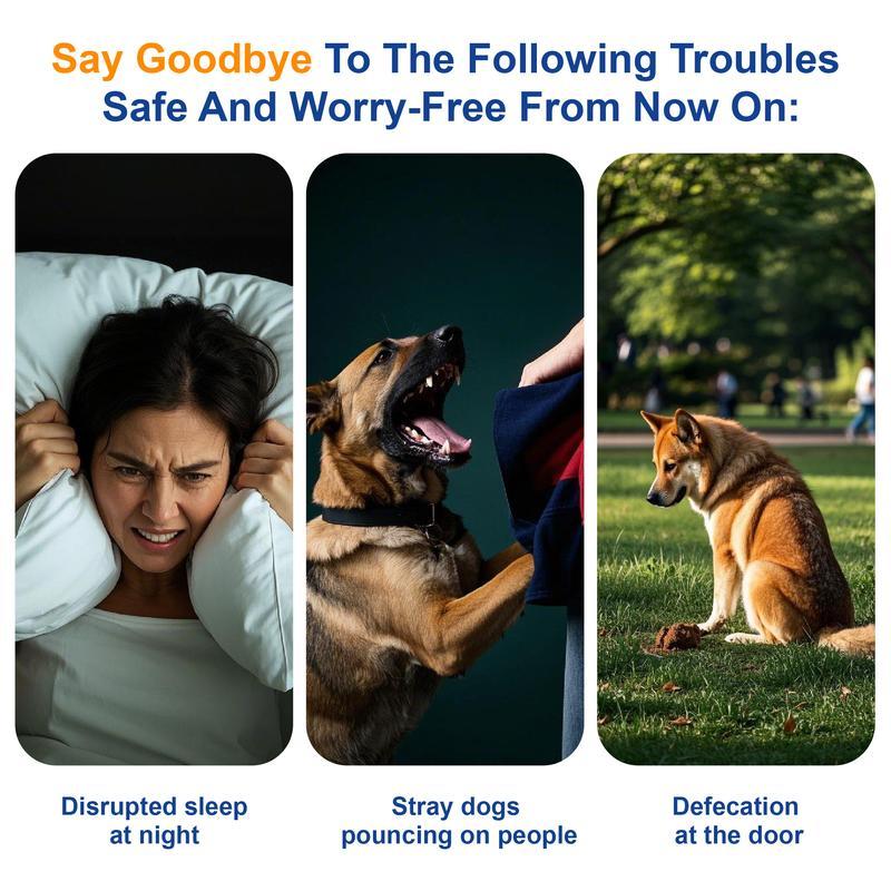 Ultrasonic Dog Bark Deterrent Device with LED Flashlight, 30ft Range, Rechargeable Portable dog barking stopper