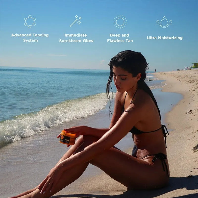 Intensive Tanning Gel | Browning Tan Accelerator | Non-Greasy, Water-Resistant with Carrot and Coconut Oil | Vitamin A & E For Moisture & Hydration | 5 Fl Oz