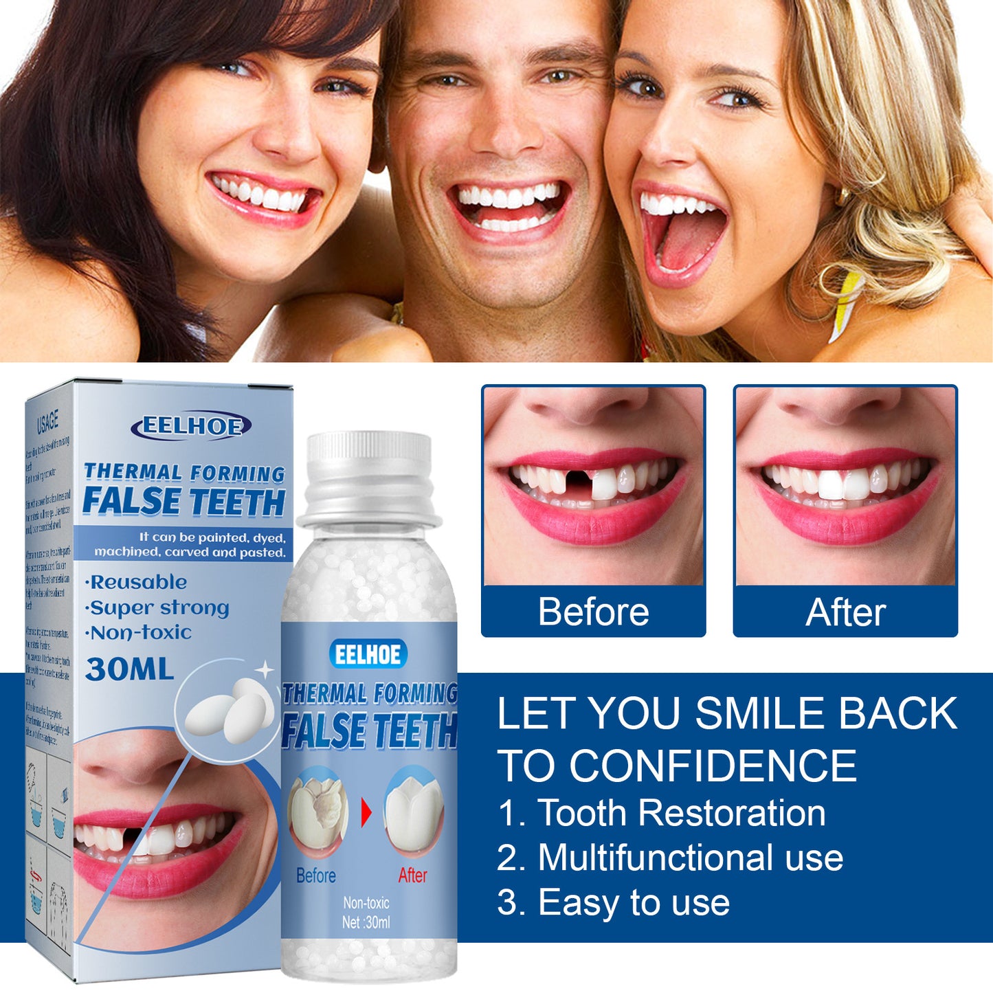 Instant Tooth Repair Beads – Moldable DIY Fix for Missing or Broken Teeth