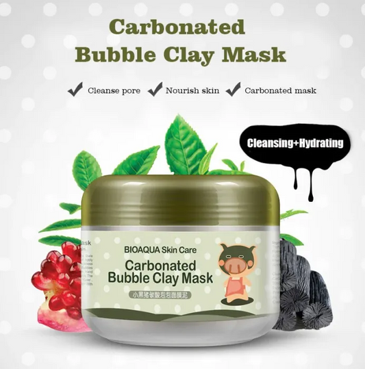 Bubble Deep Mask – Pomegranate, Green tea, Aloe, Soybeans & Carbonated Water for Cleansing Pores & Blackheads, Korean Clay to Bubble Wash-Off